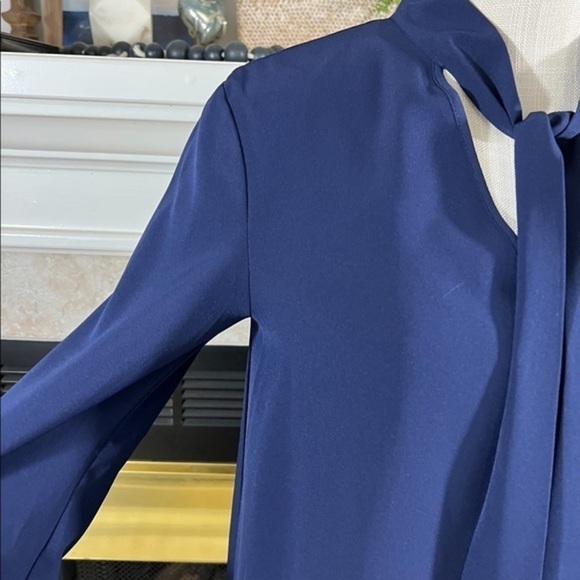 Amanda Uprichard Navy Shift Dress with Tie Neckline - Picture 8 of 13